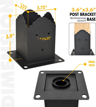 Base poste 4x4 pulg cuadrada anclaje tierra madera