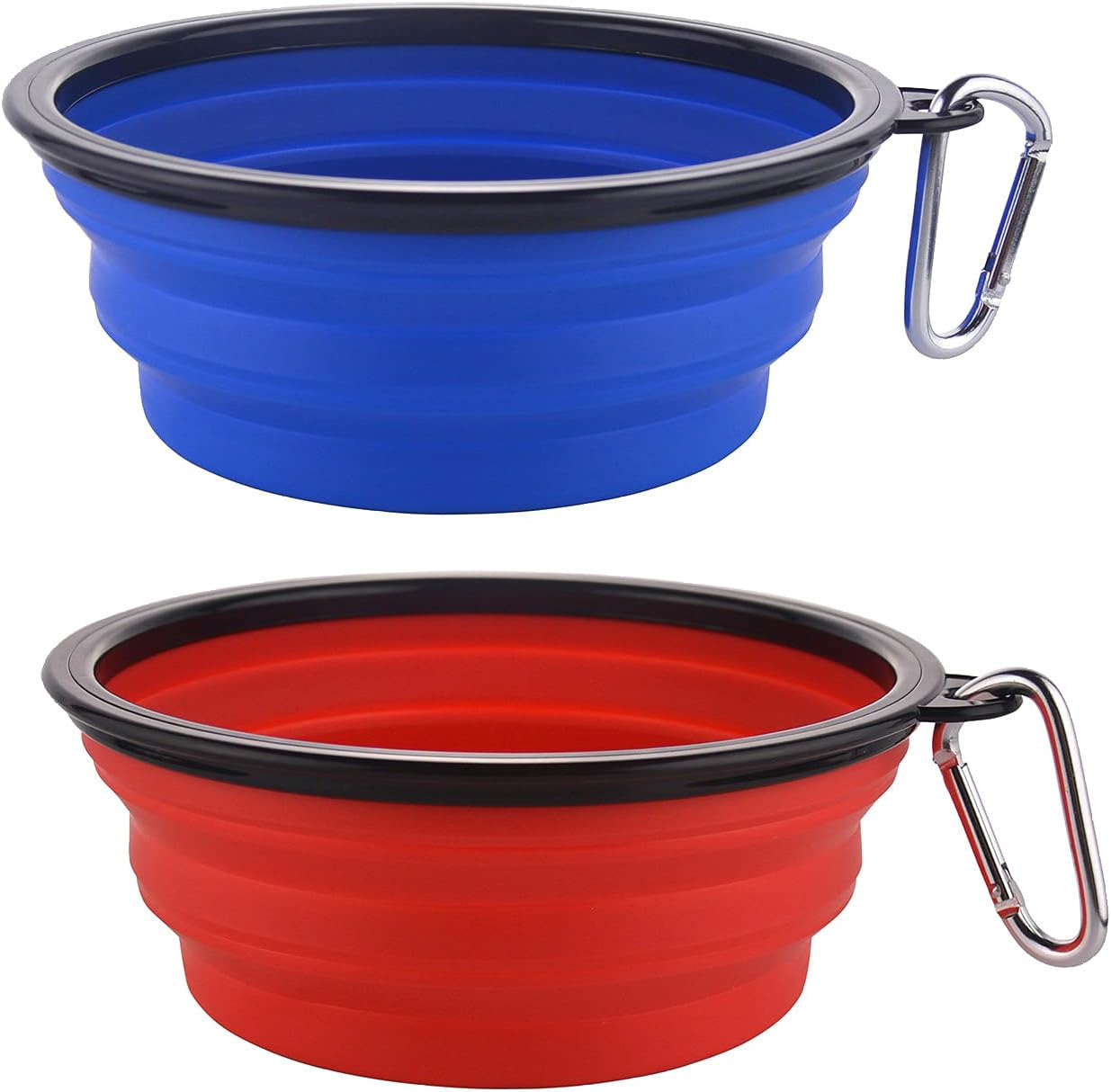 Cuencos plegables perros 34oz con clip 2unid azul rojo