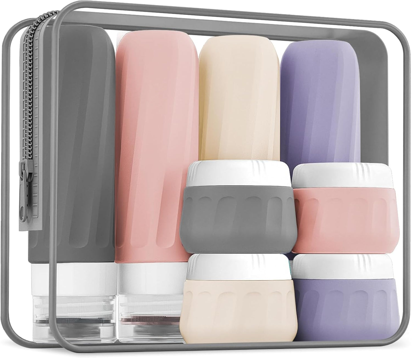 8 Botellas Viaje TSA Aprobadas 3oz con Bolsa Transparente