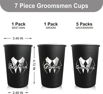 7 Vasos Acero Inox 16oz para Padrinos Boda