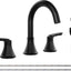 Grifo baño 3 agujeros 8pulg drenaje emergente negro mate
