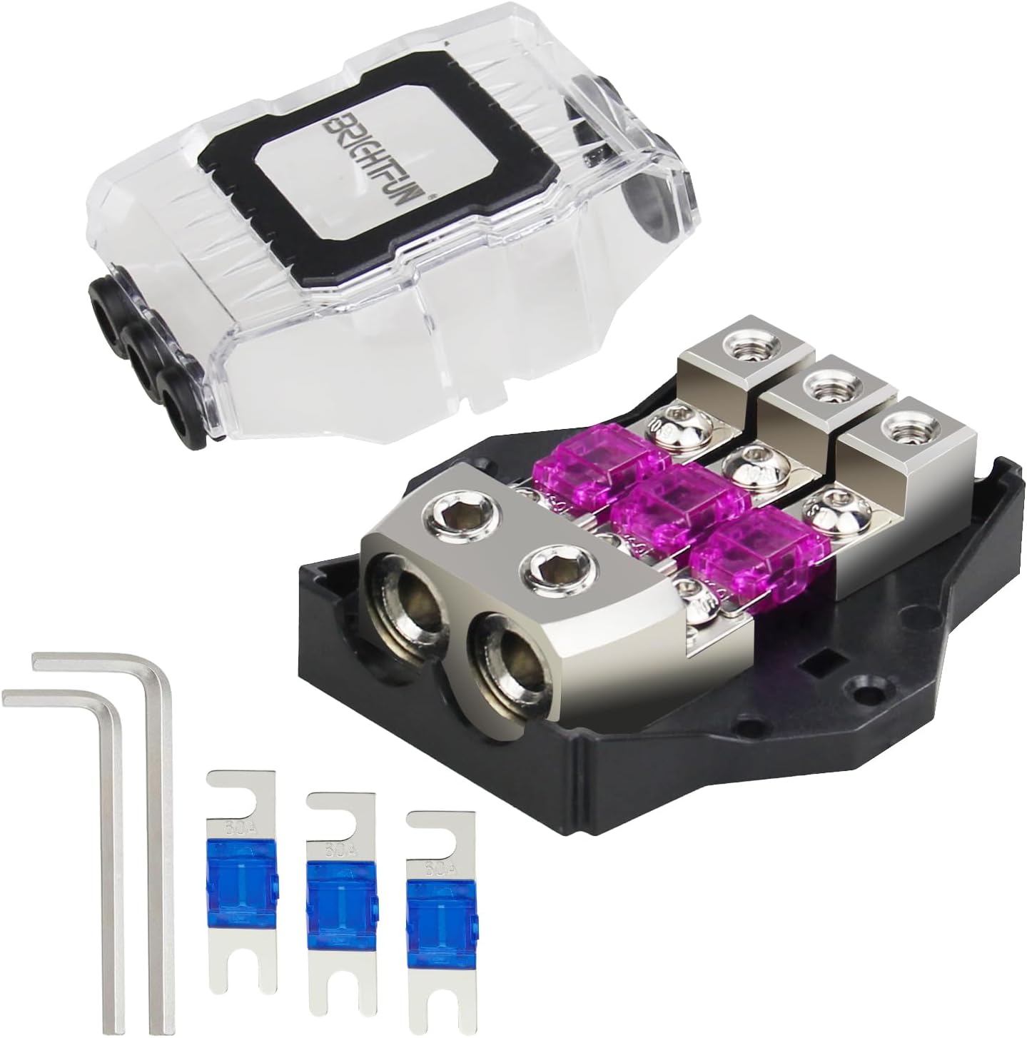 Bloque fusibles 3 vías 60A 100A para amplificador auto UTV