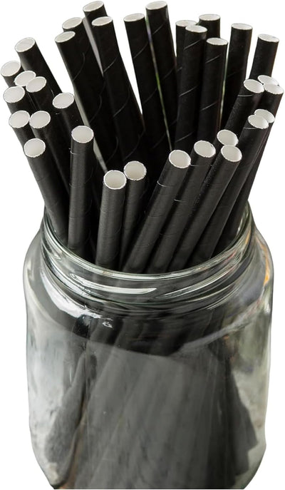 Pajitas papel 7.75pulg negro 500uds uso único bebidas frías