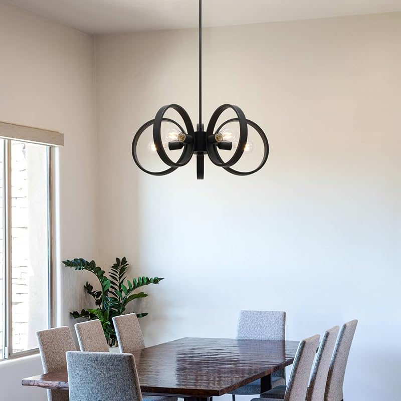 Lámpara araña negra 5 luces moderna para comedor sala cocina