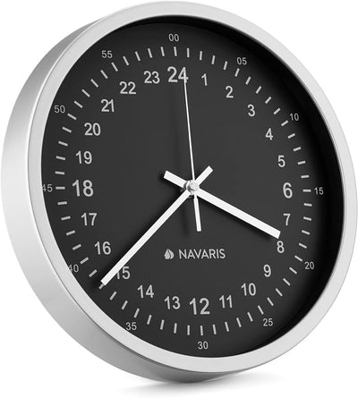 Reloj pared analógico militar 11.8pulg silencioso plateado