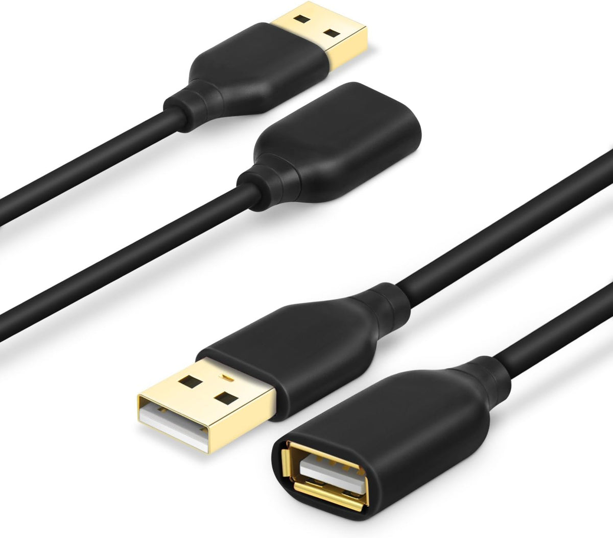 Cable USB 2.0 extensión 6ft 2 Pzas con conector oro