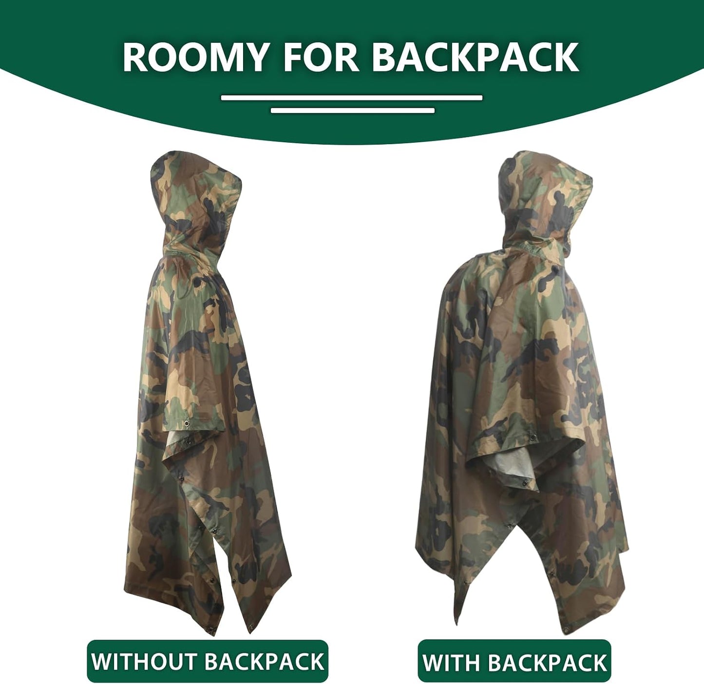 Poncho lluvia militar camuflaje impermeable ligero