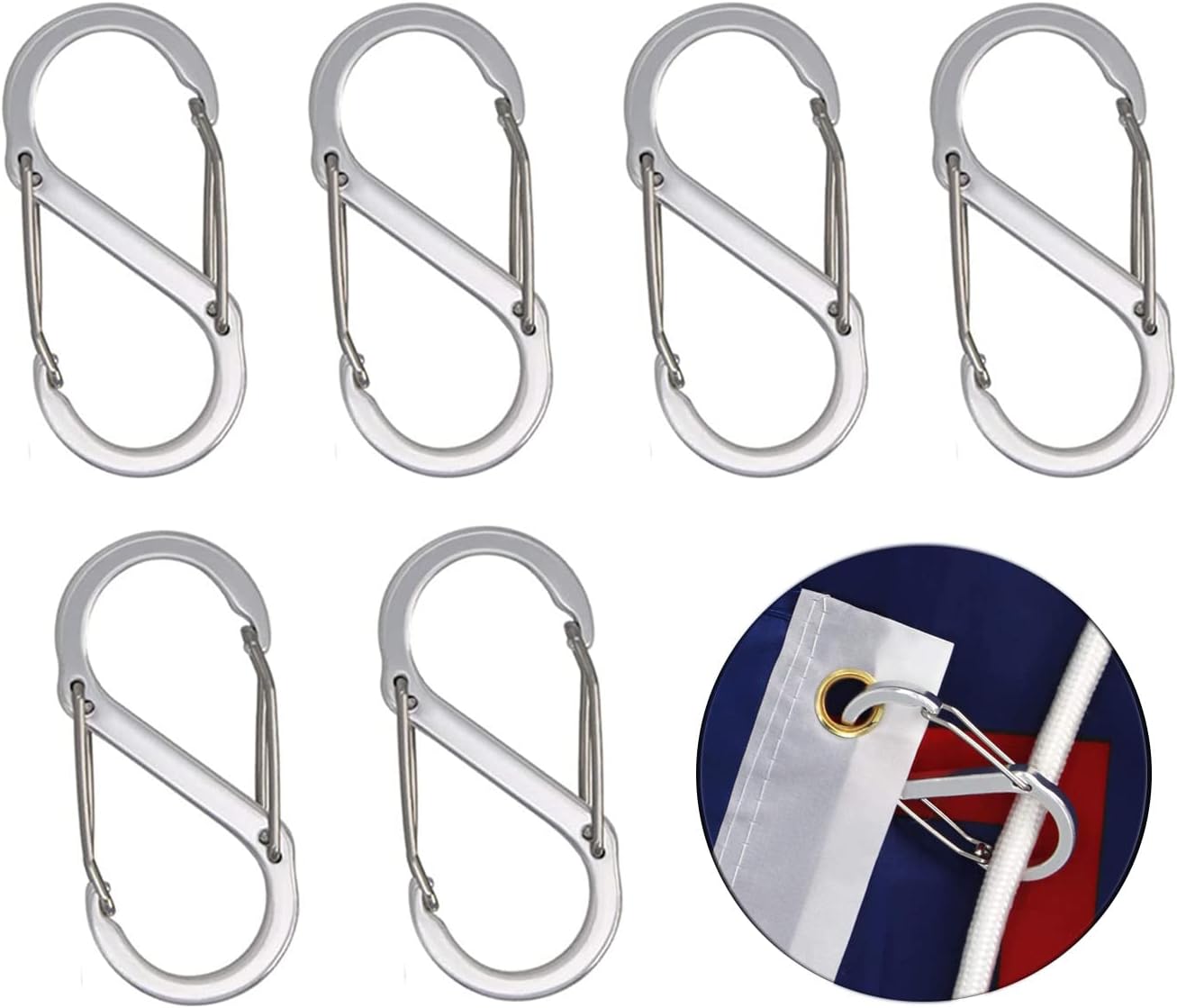 6 Ganchos presión para asta bandera clips cuerda