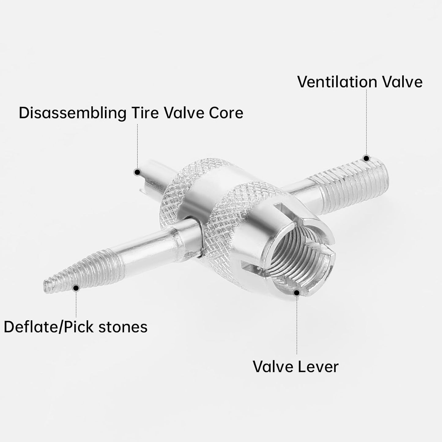 Herramienta extracción válvula neumático 4en1