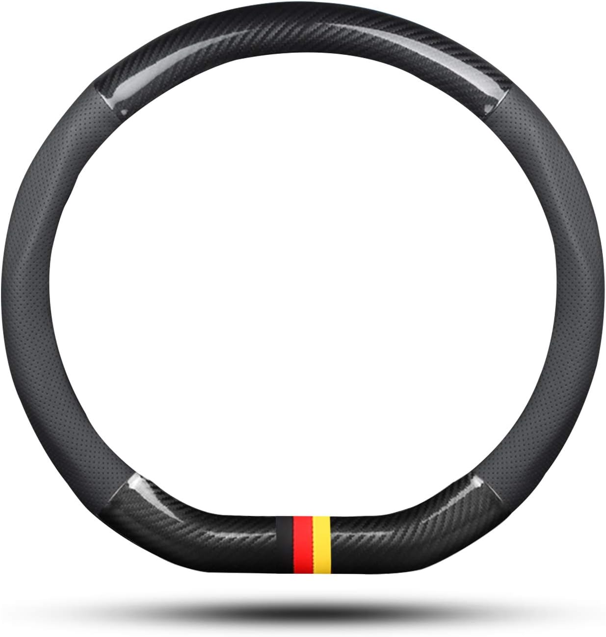 Funda volante antiderrap forma D fibra carbono 38cm negro