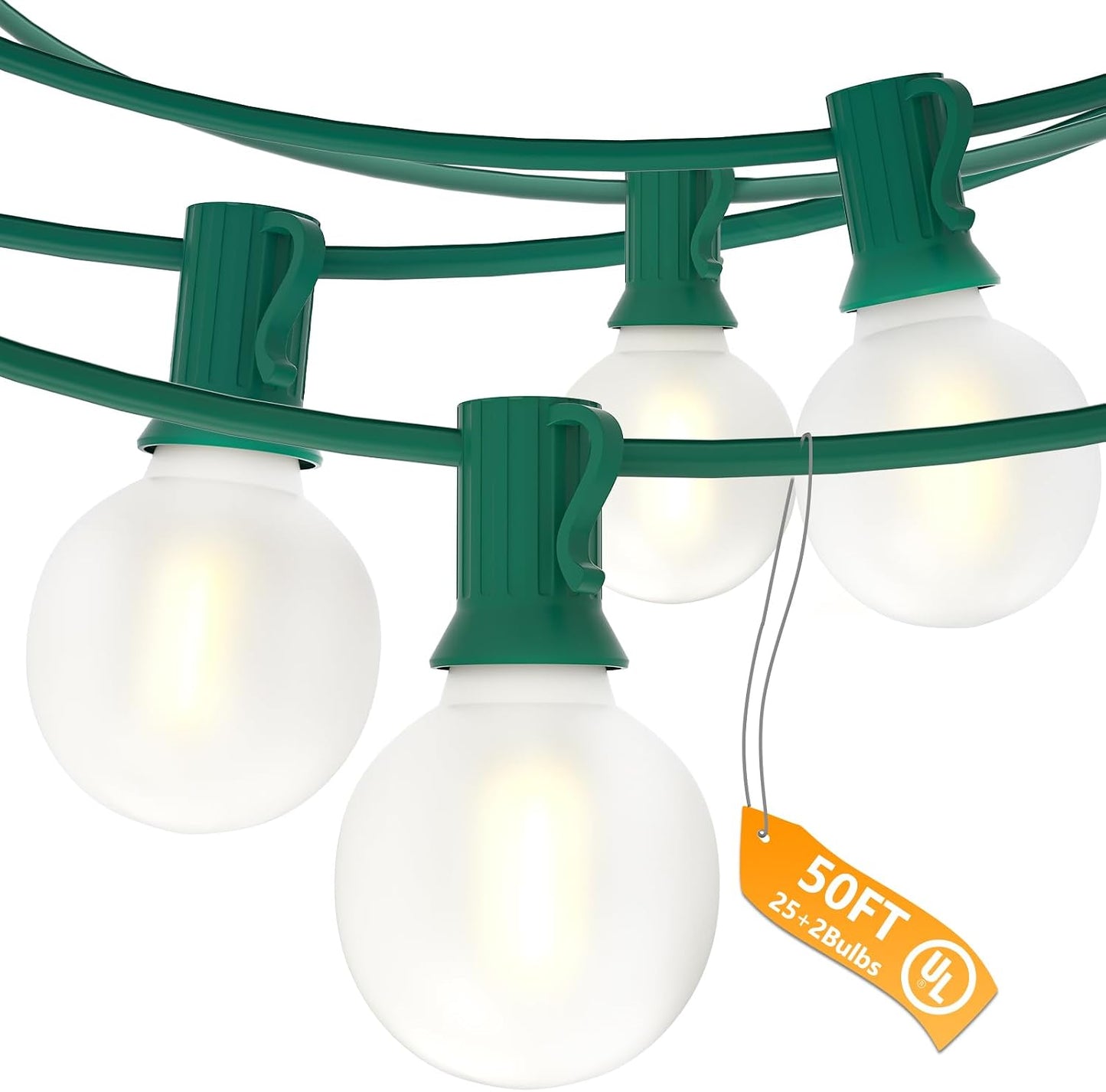 Luces LED Navidad exteriores 50ft 27 bombillas blancas