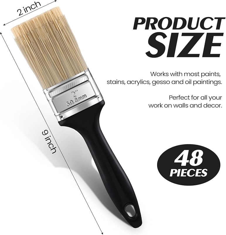 48 Pzas Pincel Pintura Ancho 2" Madera Cubierta Muebles