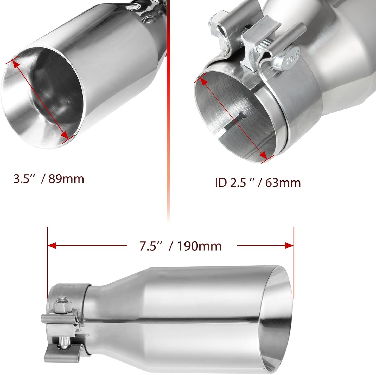 Punta escape acero inox doble pared 2.5x3.5"