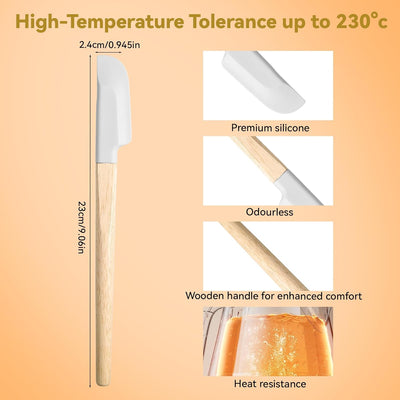 Set 2 Espátulas Silicona Resistentes Calor Mango Madera
