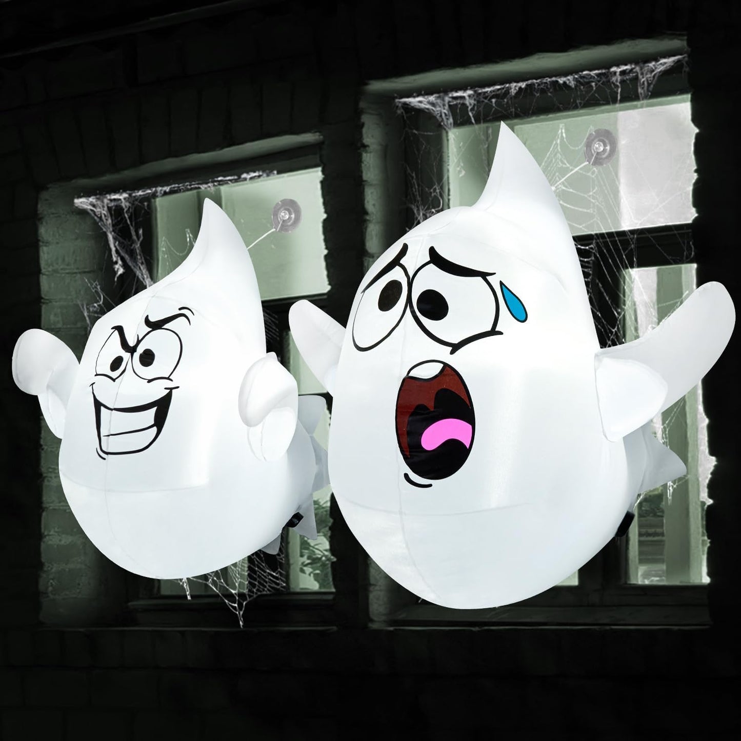 2 Pzas Fantasma Inflable Halloween con LED para Ventana