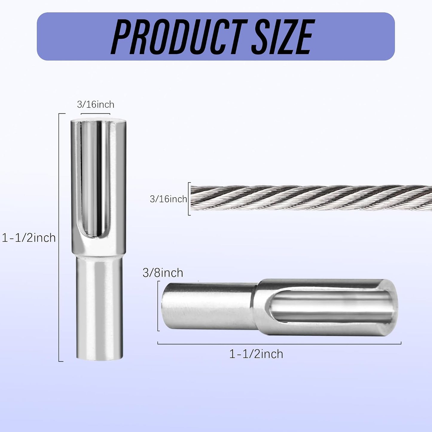 50 Barandillas Invisibles 3/16pulg Acero Inox T316