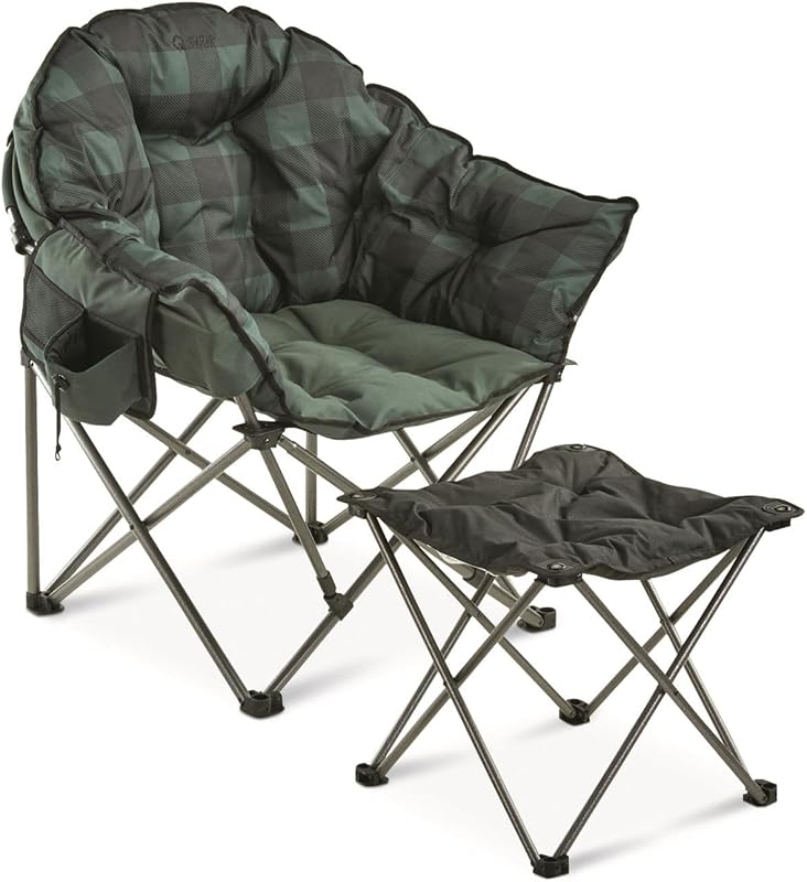 Silla camping plegable acolchada 500lb cuadros verdes