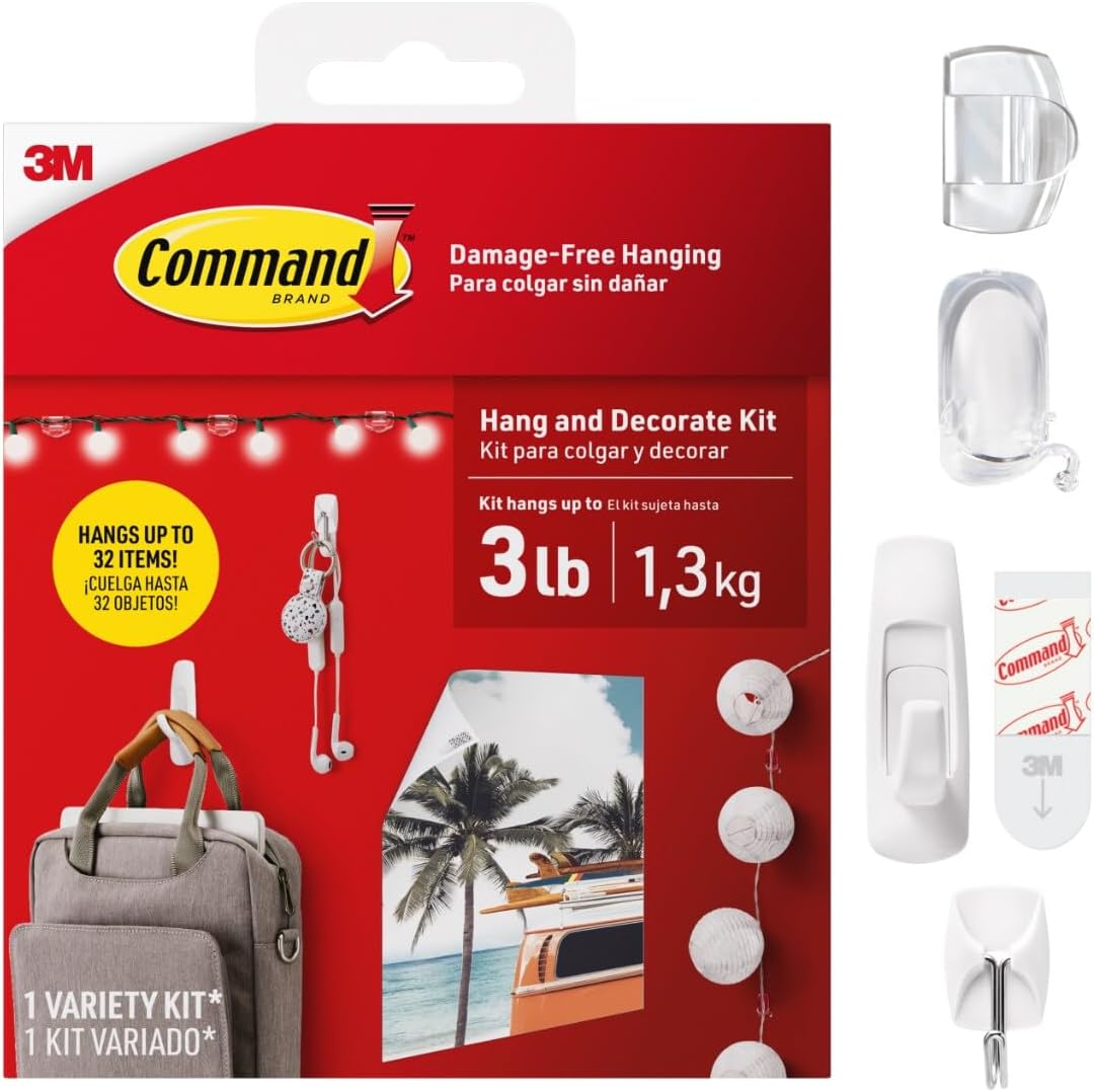 Kit Command 6 ganchos 2 medianos 4 clips 10 ligeros 20 tiras