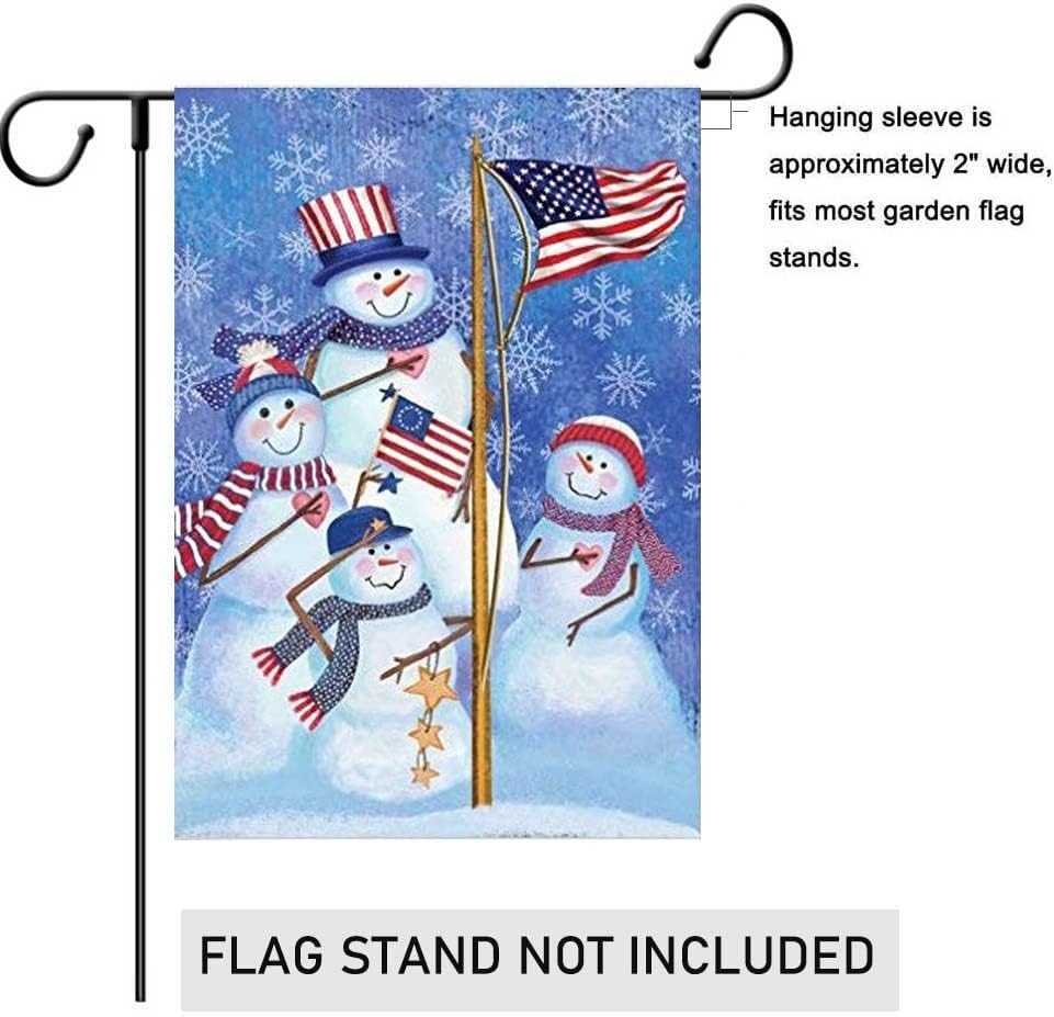 Bandera jardín muñeco nieve Navidad 12.5x18pulg doble cara