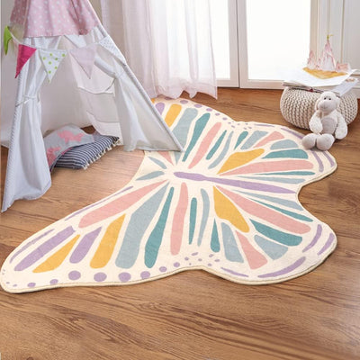 Alfombra mariposa dormitorio niña antiderrap 4x5.3ft