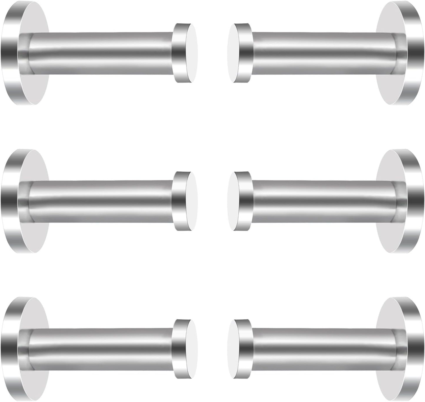 6 Ganchos Toalla Acero Inox Níquel Cepillado Plateado