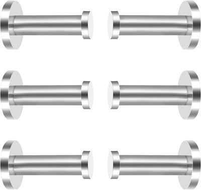 6 Ganchos Toalla Acero Inox Níquel Cepillado Plateado