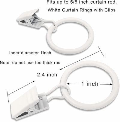 44 Anillos Metálicos para Cortinas con Pinzas 1" Blanco