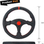 Volante universal 13.8" cuero negro 6 pernos botón