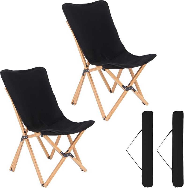 2 Sillas plegables playa mariposa bambú ligero 330lb negro