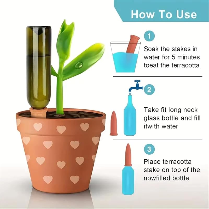 Estacas terracota autorriego para plantas 8 pzas