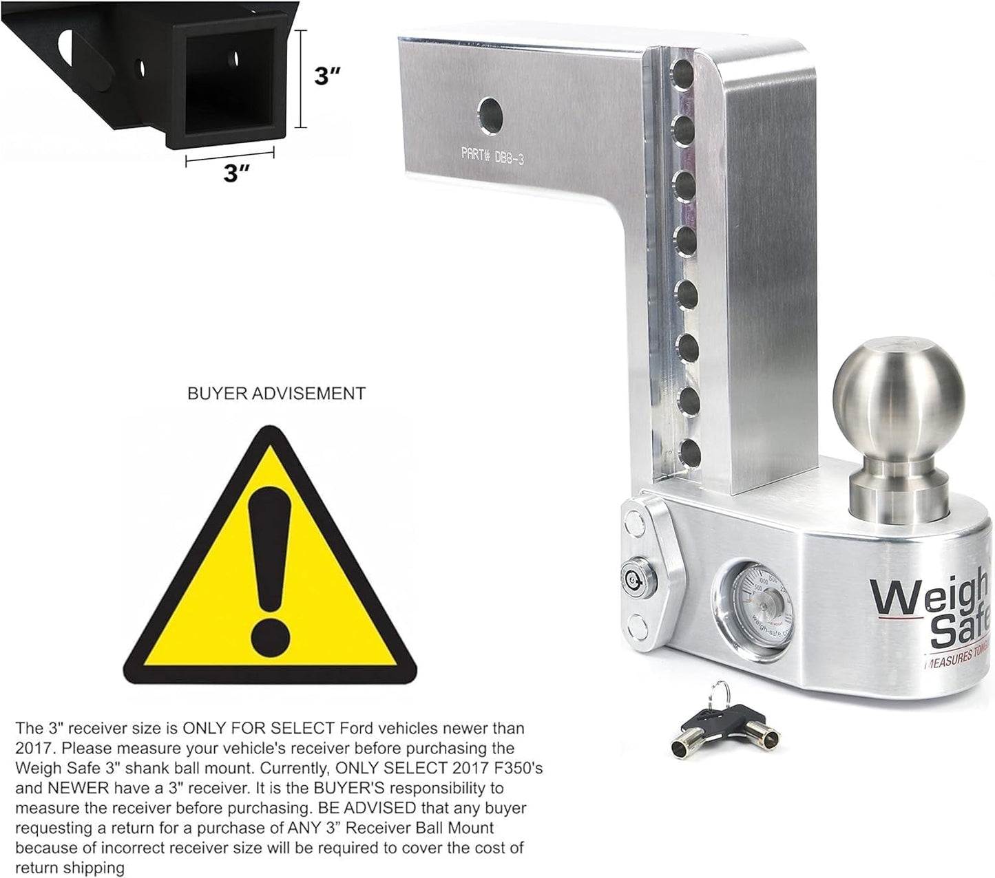 Enganche remolque aluminio anti-balanceo 3-6pulg 21000lb 2