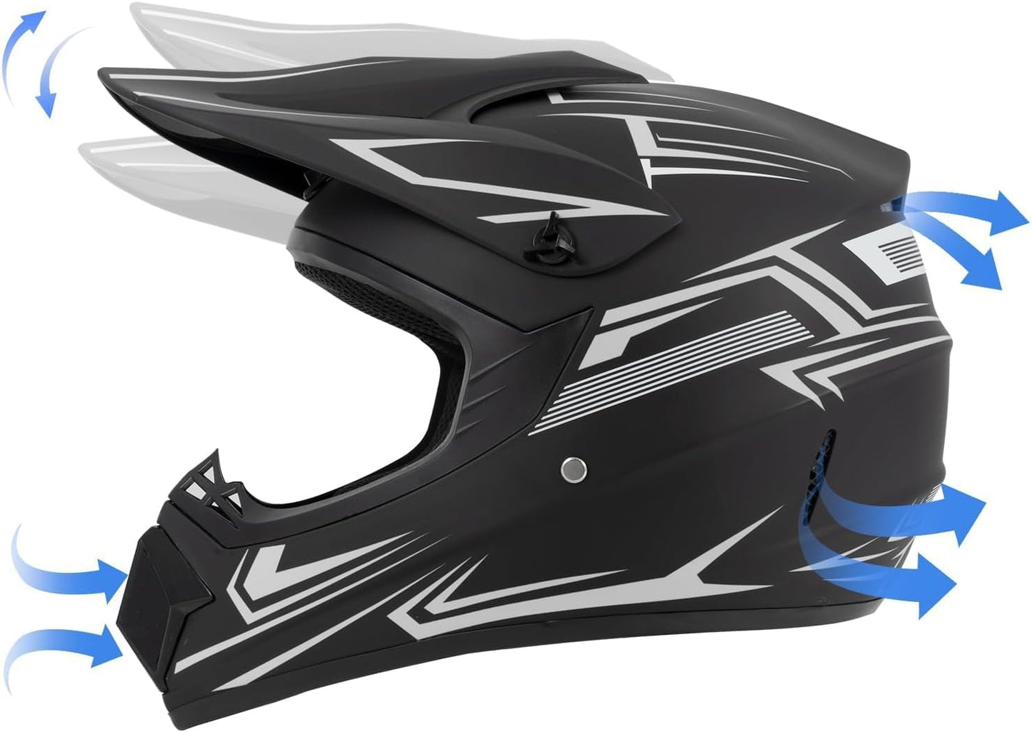 Casco motocross niños cara completa set 4 pzas