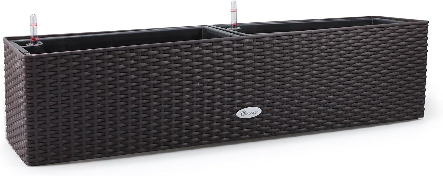 Maceta ratán riego automático 31.5pulg marrón