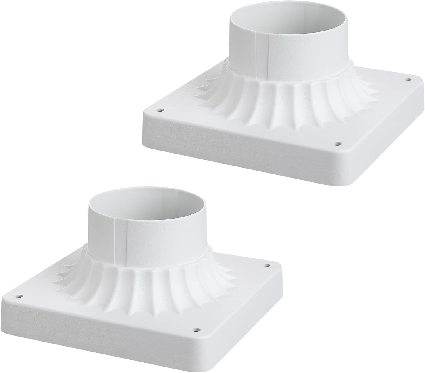 Base montaje poste aluminio fundido 5.6pulg paquete 2 blancas