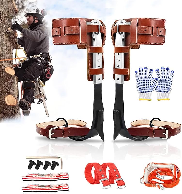 Set picos escalada árbol cuero vaca ajustable arnés