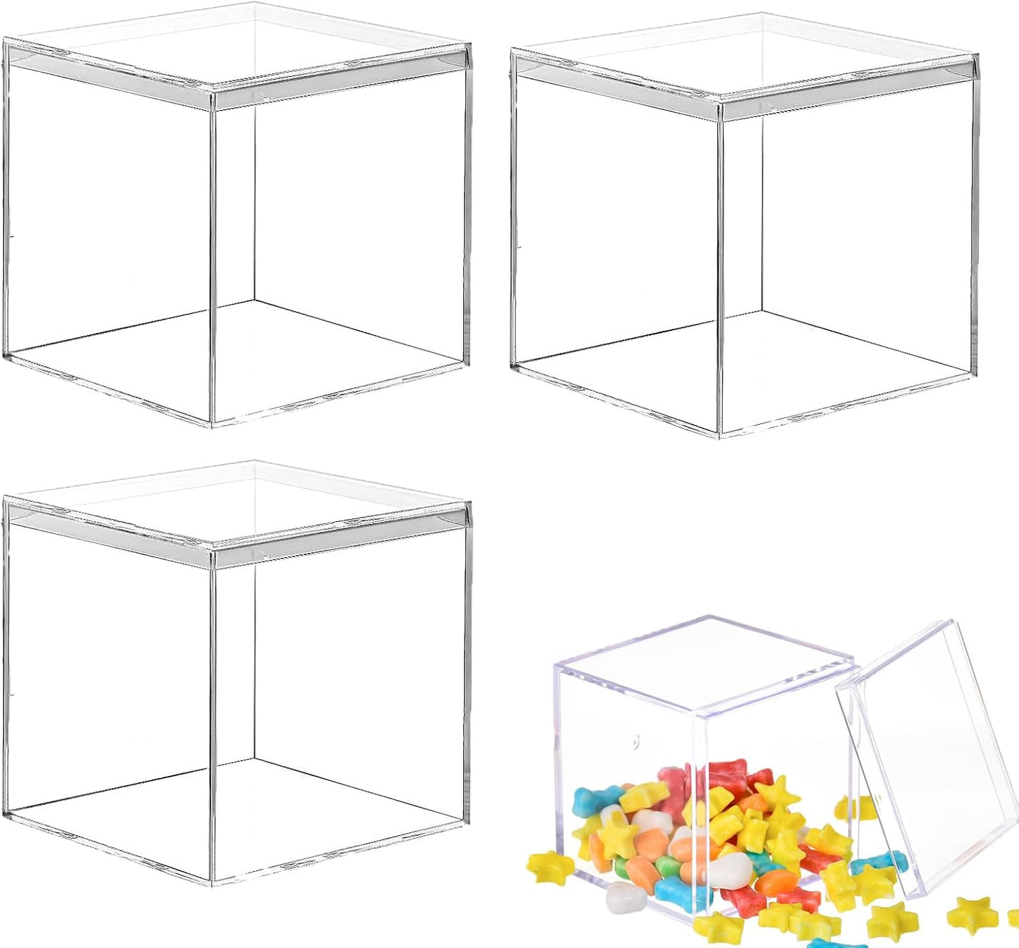 3 Cajas Acrílicas para Cubos 3.3x3.3" con Tapa