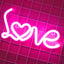 Letras neón rosa LED corazón decoración San Valentín hogar bar