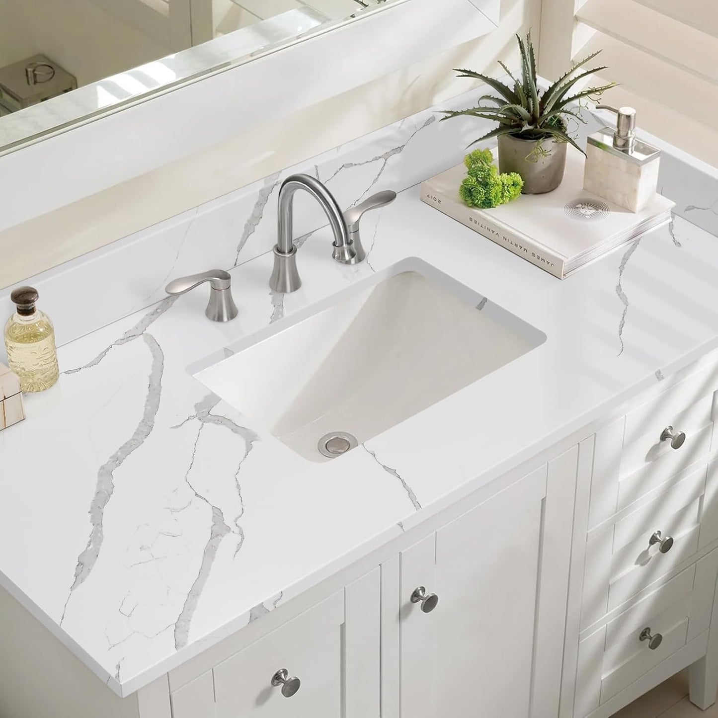 Encimera tocador Calacatta River 48x22pulg con lavabo