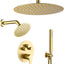 Set ducha dorado cepillado 12pulg con lluvia y baño de mano
