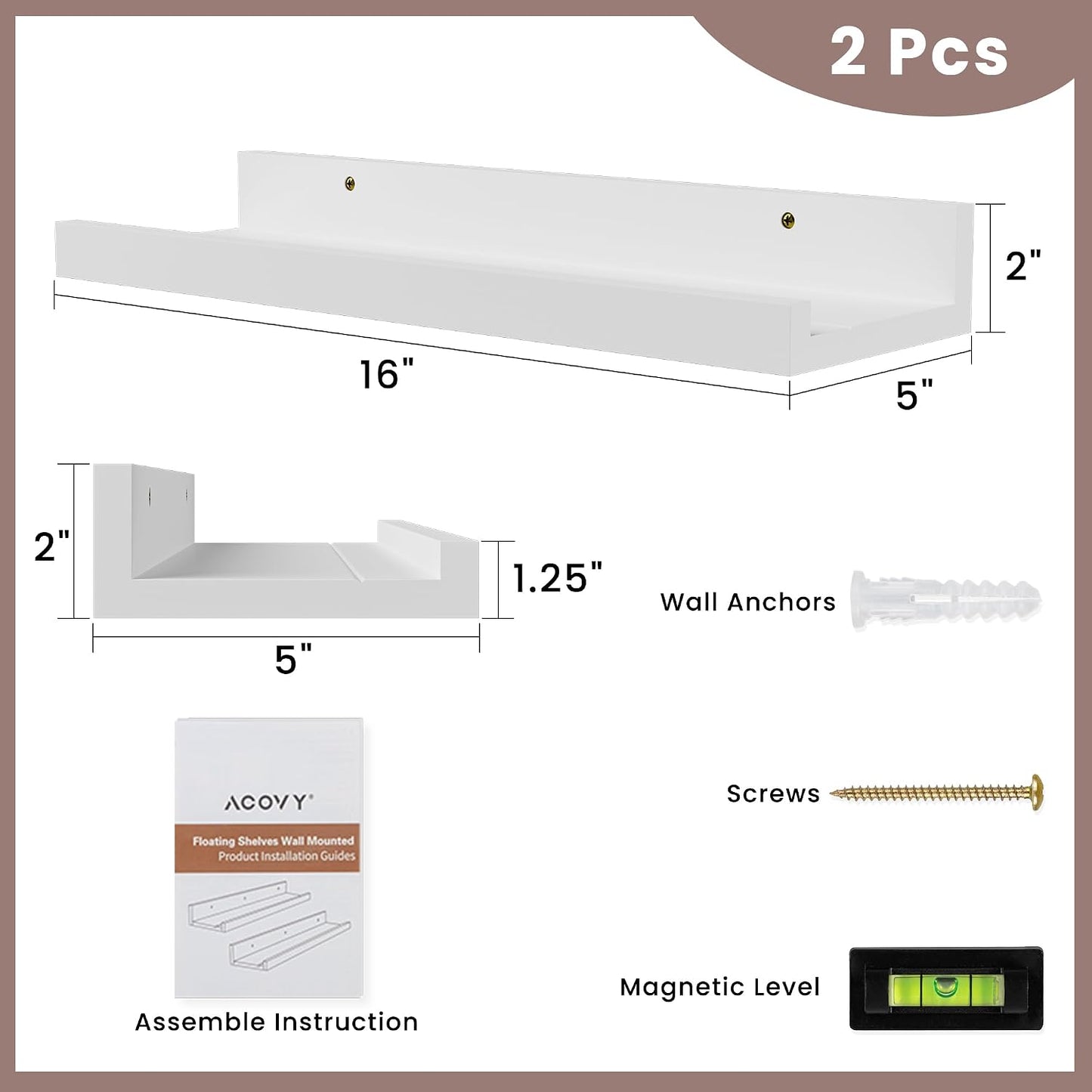 Estantes flotantes madera 16" sala cocina