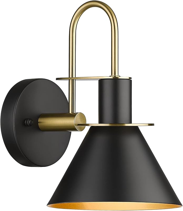 Lámpara pared industrial 1 luz acabado negro dorado