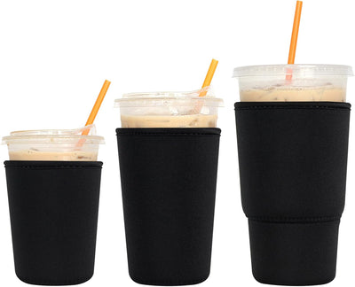 3 Pzas Fundas Neopreno Aislante para Café Frío Negro