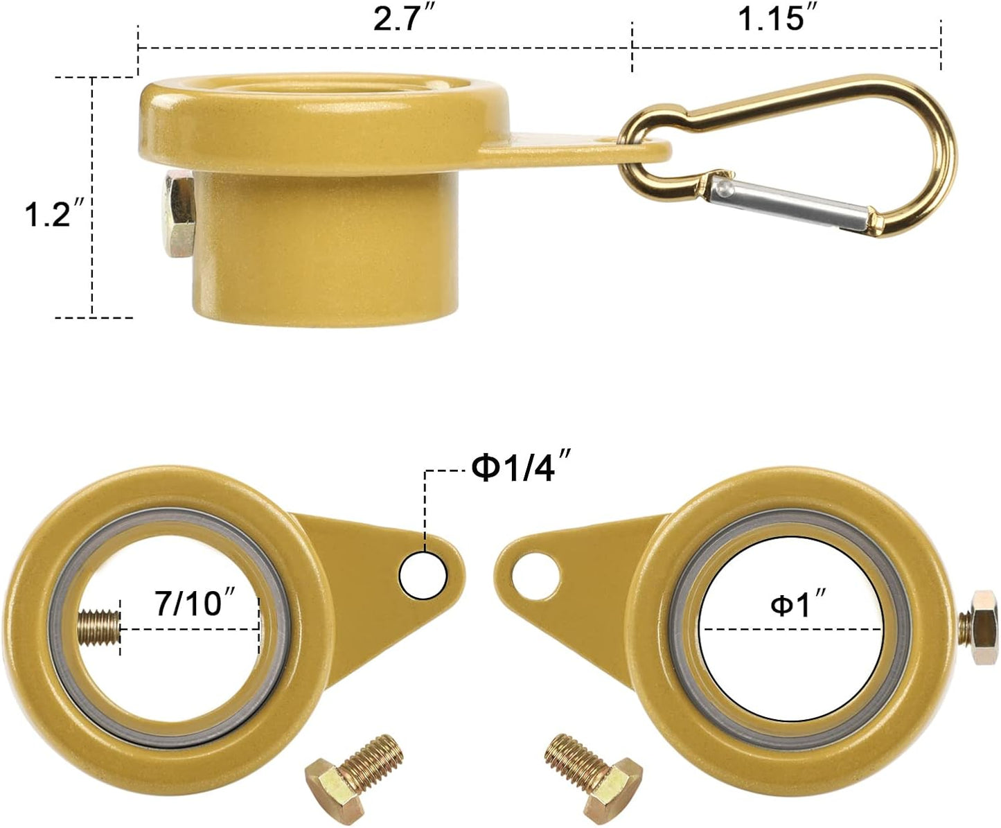 Clips giratorios asta bandera 7/10-1" con rodamientos dorado