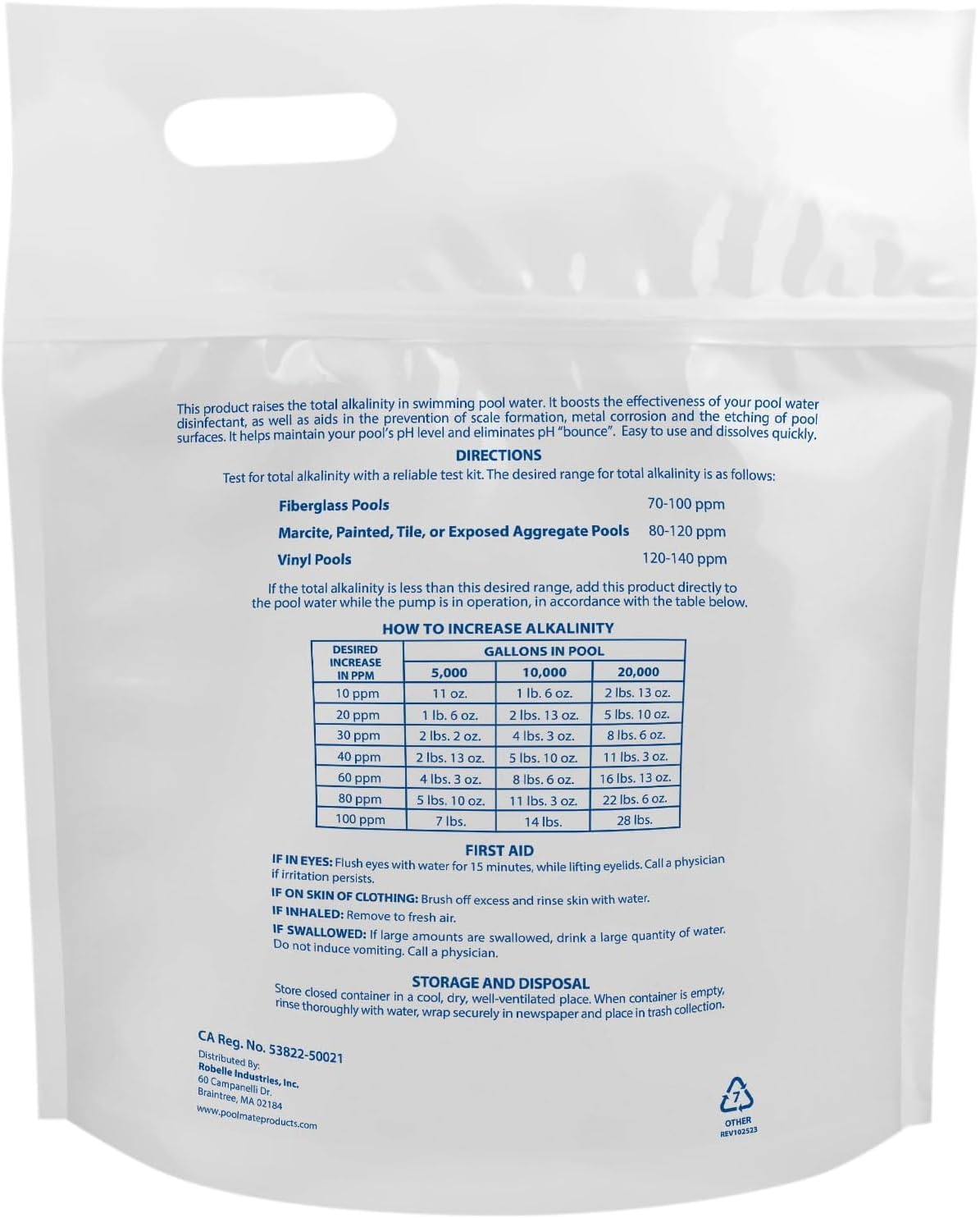 Aumento alcalinidad piscina 5lb bicarbonato sodio
