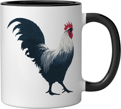 Taza de cerámica pollo gallo con gafas de sol motivo cool negro/blanco