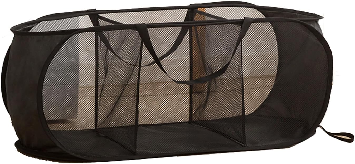 Cesta malla plegable 3 compartimentos bolsillo lateral