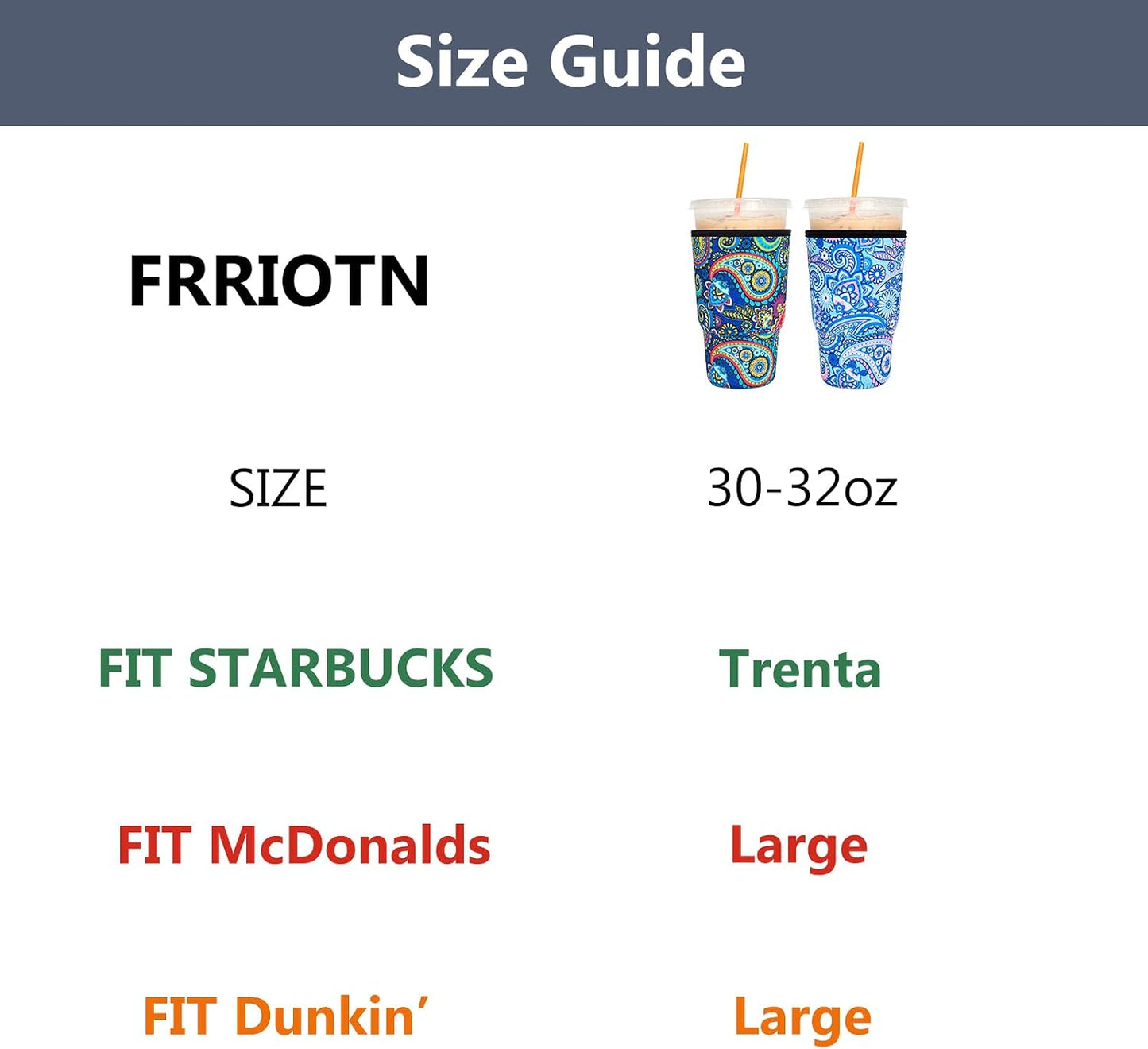 2 fundas reutilizables café helado neopreno 32oz