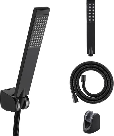 Cabezal ducha manguera 4.9ft soporte cuadrado negro
