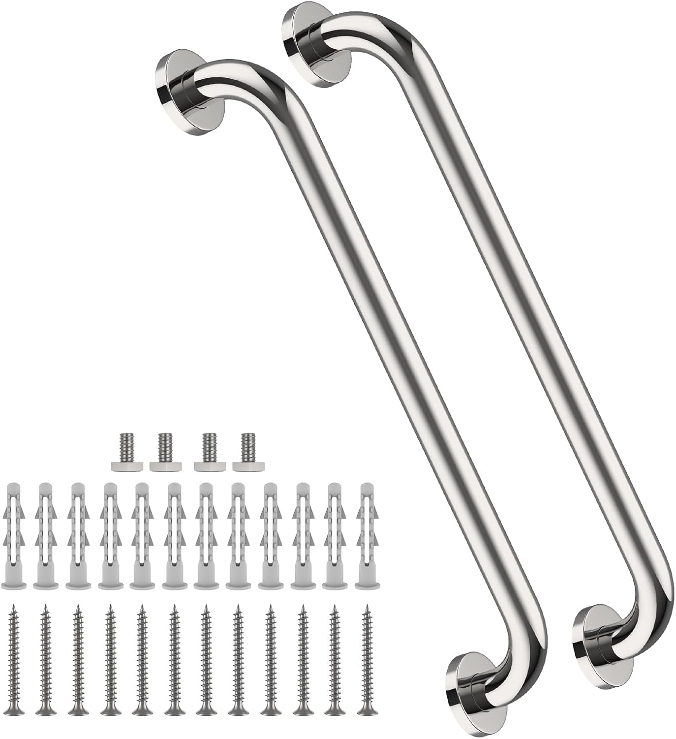 2 Barras Agarre Cromadas 24pulg Acero Inox Baño