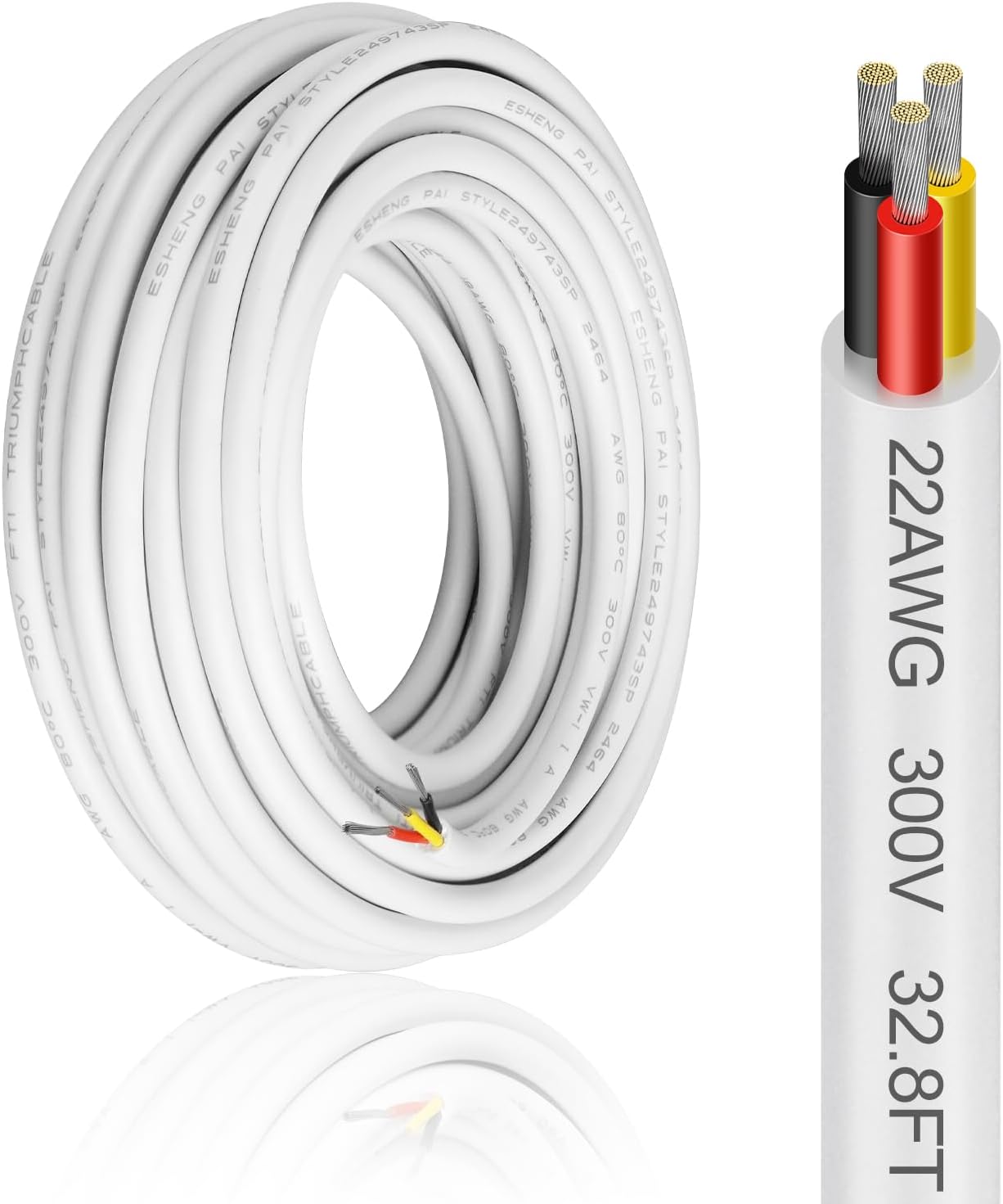 Cable eléctrico 22AWG 3 hilos PVC 32,8pies para iluminación LED